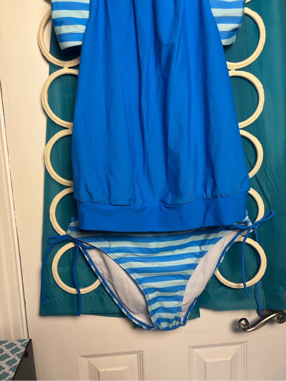Blue Two-Piece Tankini with Striped Accents NWOT M - Picture 6 of 16
